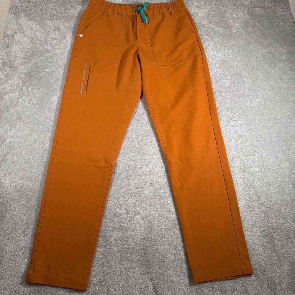 FIGS Technical Collection‎ Scrub Pants Mens Medium Orange Cargo Stretch Workwear